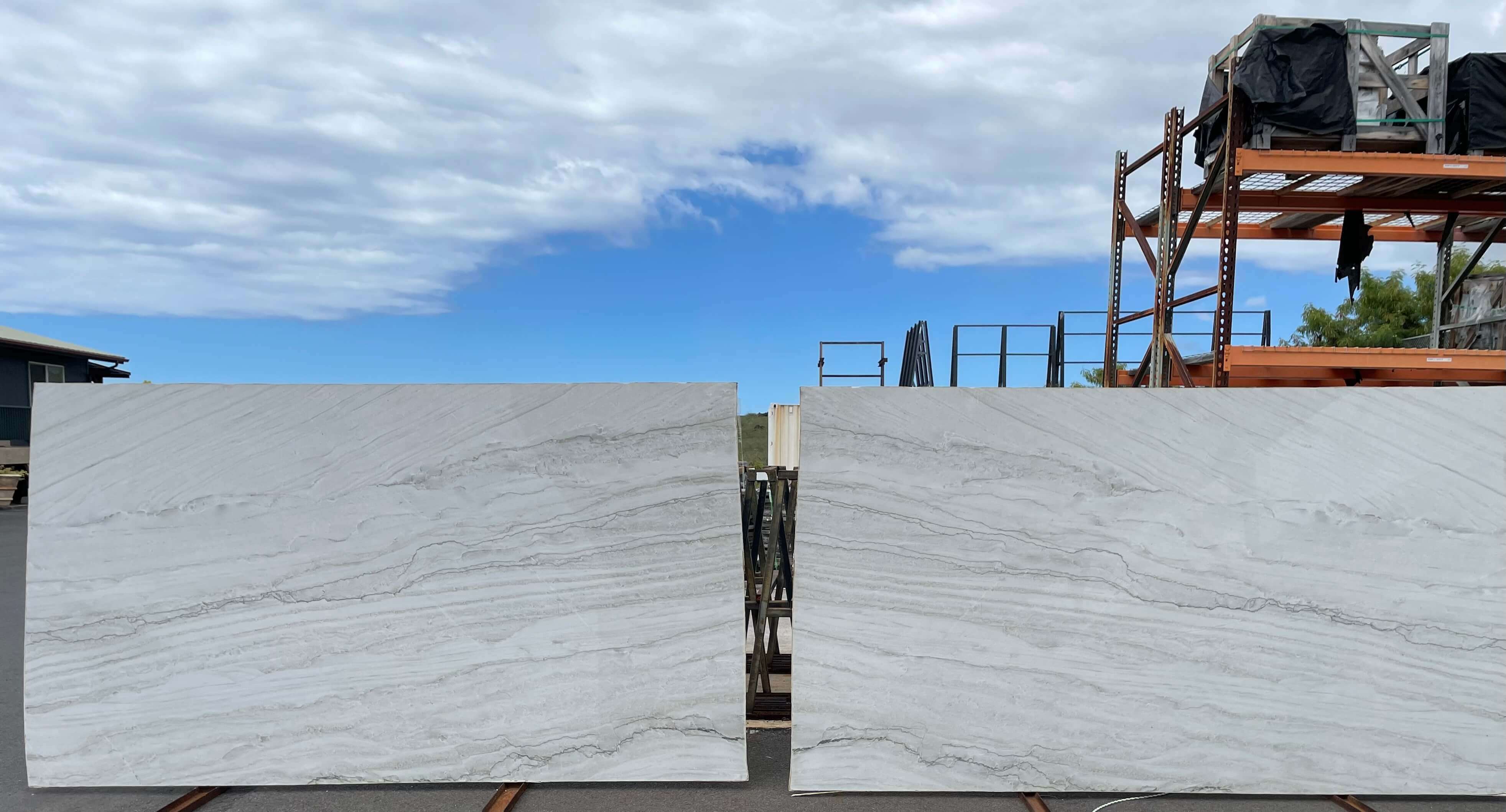 White Pearl Quartzite polished 2cm thick slab - Rocks in Stock
