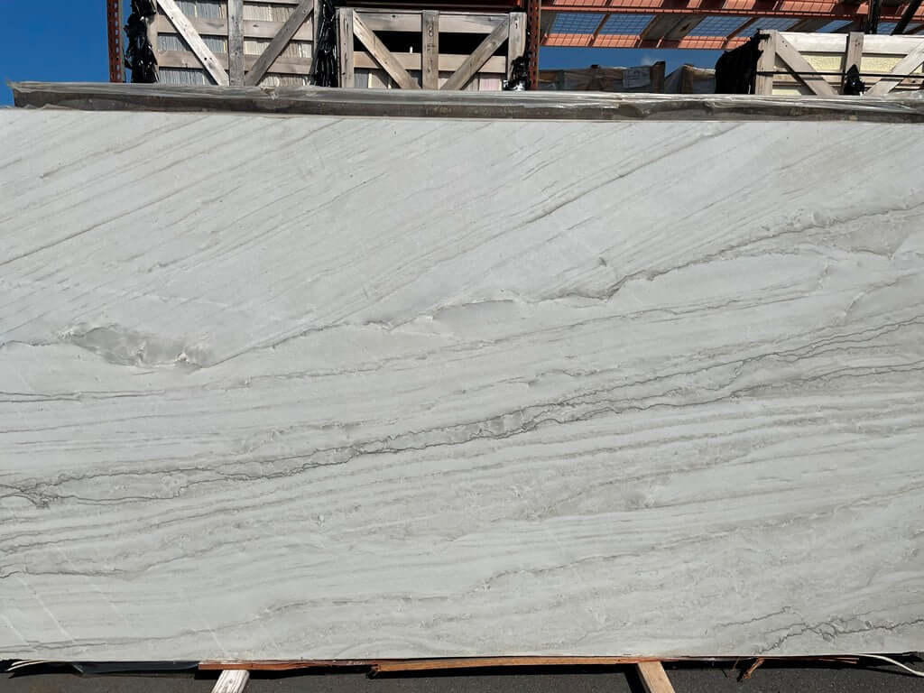 White Pearl Quartzite polished 2cm thick slab - Rocks in Stock