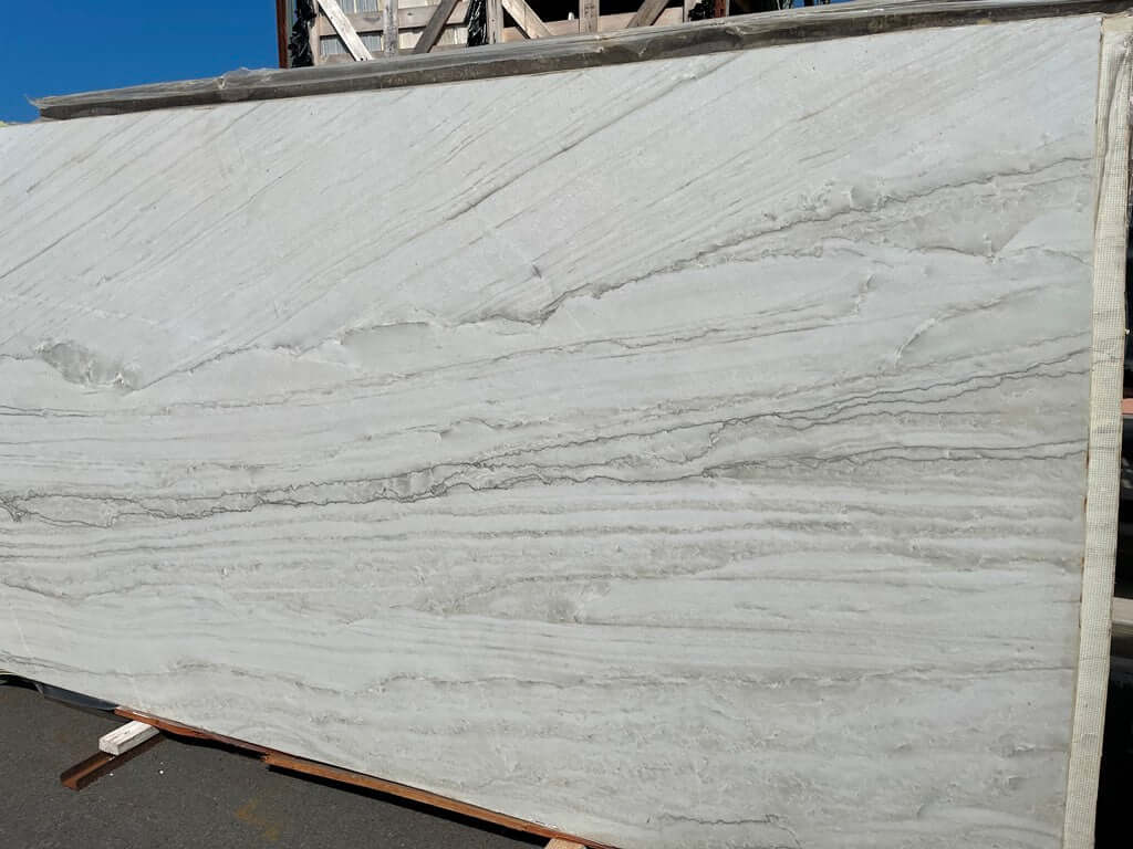 White Pearl Quartzite Polished 2cm thick slab - Rocks in Stock