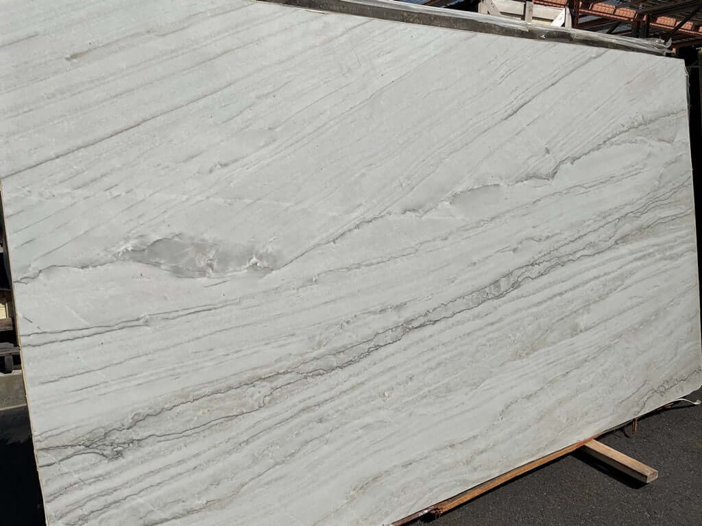 White Pearl Quartzite polished 2cm thick slab - Rocks in Stock