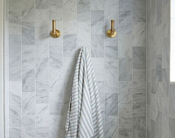 Bathroom | Bianco Grey, Rectangular, Tile -  Mediterranean