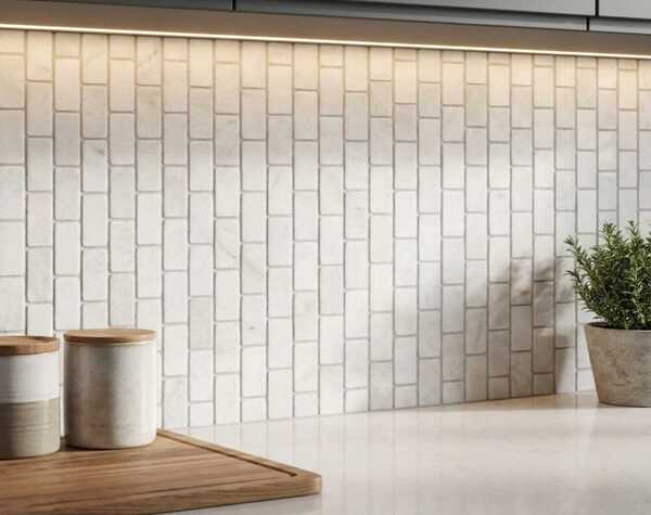 Kitchen | Bianco White, Brick 2x4, Mosaic - Mediterranean