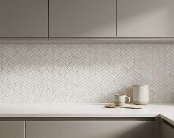 Kitchen | Dolomite Mixed Color, Fishbone 1x3, Mosaic - Mediterranean