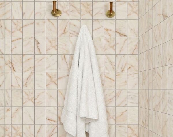 Bathroom | Gold, Rectangular, Tile -  Mediterranean