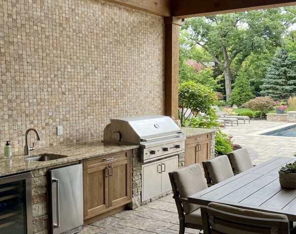 Outdoor Kitchen | Mix Color 1x1, Squares, Mosaic - Mediterranean