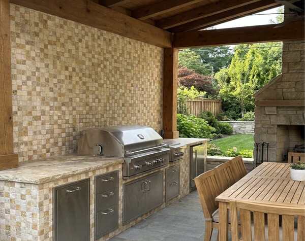 Outdoor Kitchen | Mixed  Color 2x2, Squares, Mosaic - Mediterranean