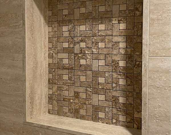 Bathroom | Noce & Light, French Pattern, Mosaic - Mediterranean