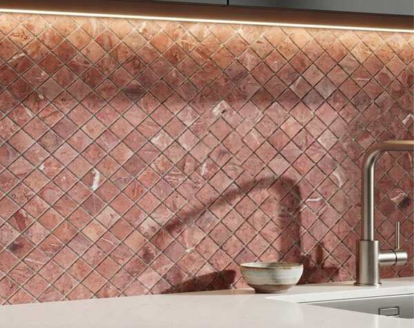Kitchen | Red Travertine, Losango, Mosaic - Mediterranean