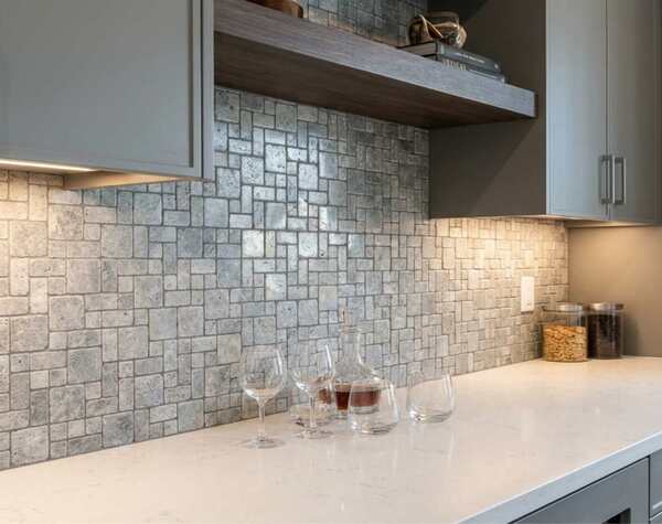 Kitchen | Silver Mini, French Pattern, Mosaic - Mediterranean