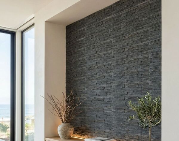 Wall | Black, Random Stacked, Cladding - Havai'iano