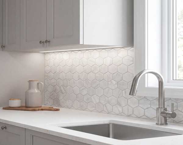 Kitchen | Glacier White, Hexagon, Mosaic - Havai'iano