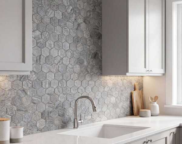 Kitchen | Silver, Hexagon, Mosaic - Havai'iano