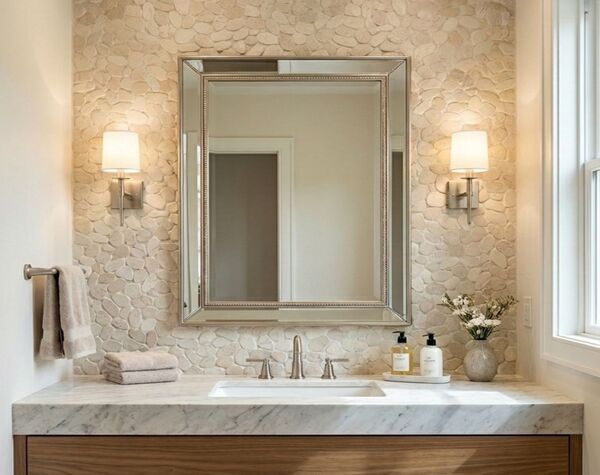 Bathroom | White, Flat Shaved Jumbo, Pebble - Havai'iano