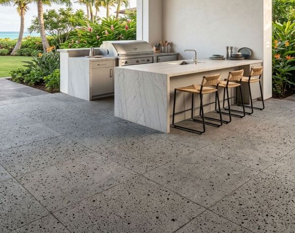 Outdoor Kitchen | Puka Lava Grey 18" x 18" x 1/2", Tile - Vulcano