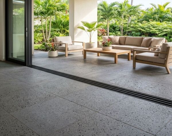 Covered patio | Puka Lava Grey 24" x 24" x 1/2", Tile - Vulcano