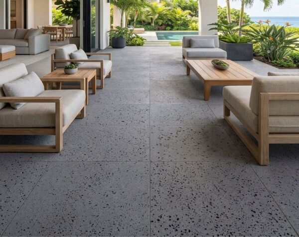 Covered patio | Puka Lava Grey 24" x 24" x 3/4", Tile - Vulcano