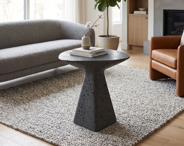 Table | Puka Lava Grey Basalt - Round Table