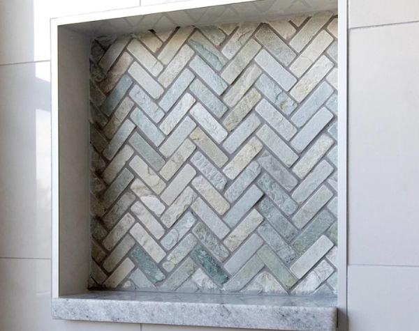 BATHROOM NICHE ICE GREY HERRINGBONE - HAVAIIANO