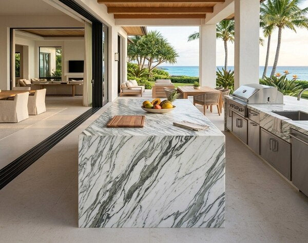 Outdoor Kitchen | Arabescato Corchia Marble Polished