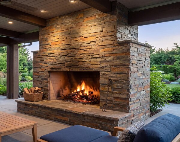 Fireplace | Rustic, Stacked Linear 3D, Cladding - Havai'iano