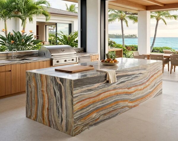 Outdoor Kitchen | Rainbow Extra Onyx Polished