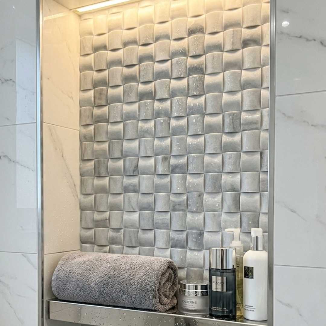 BIANCO GREY, 3D WEAVE, Mosaic - Mediterranean