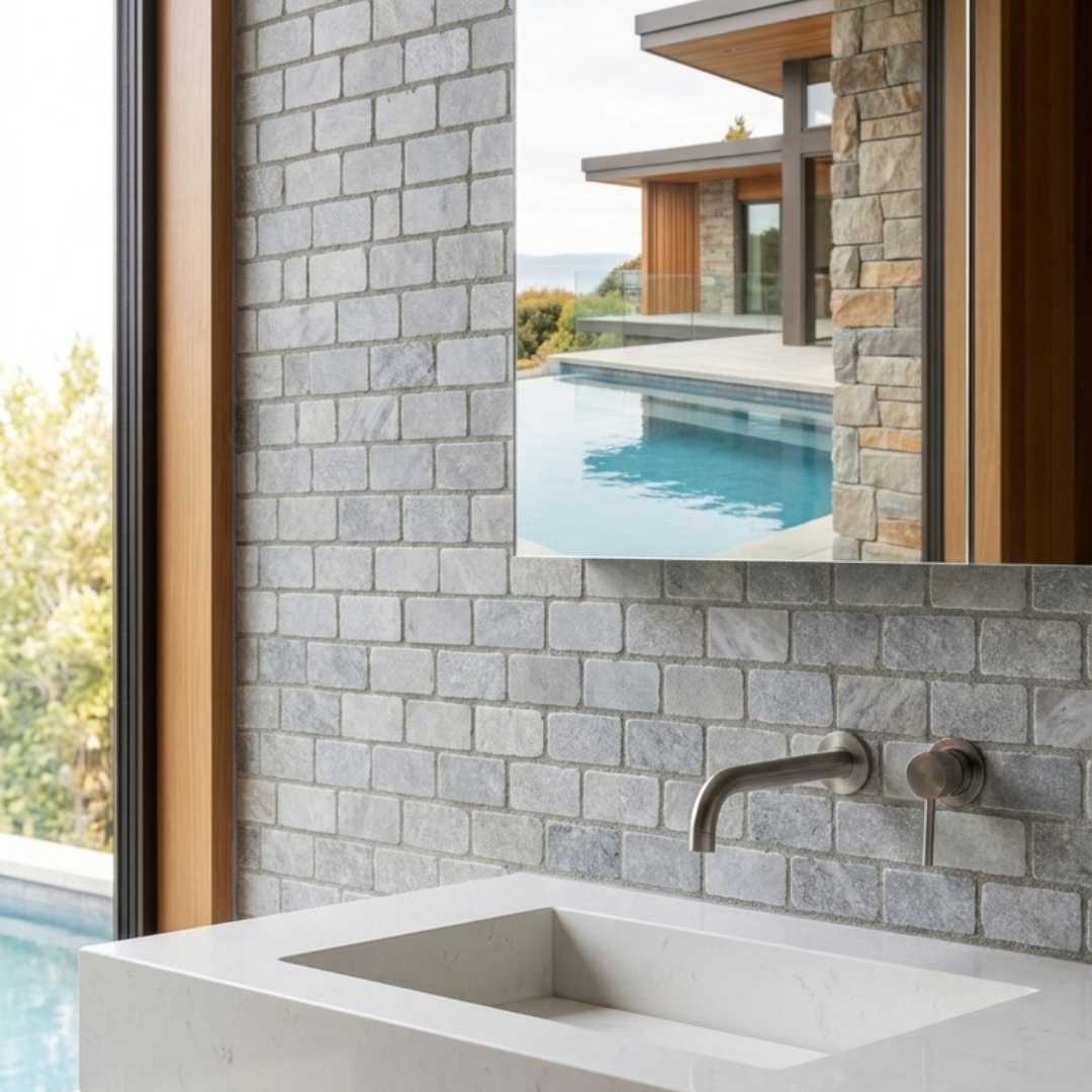 BIANCO GREY, BRICK, Mosaic - Mediterranean