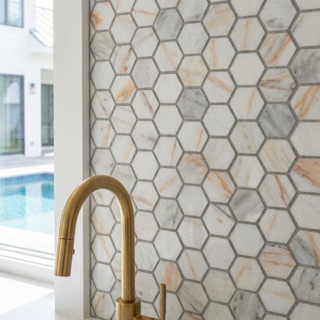 BIANCO VENUS, HEXAGON, Mosaic - Mediterranean