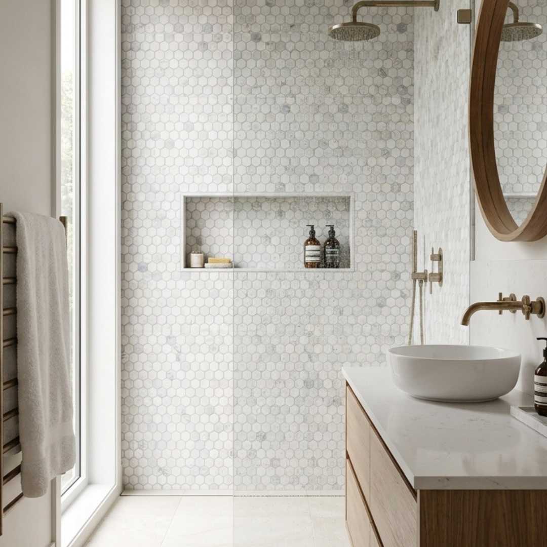 BIANCO & BLUE, HEXAGON MINI, Mosaic - Mediterranean