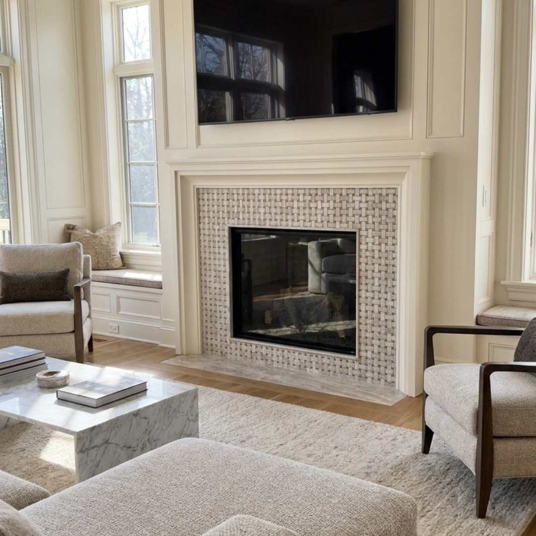 GREY & EMPRADOR, BASKET WEAVE, Mosaic - Mediterranean