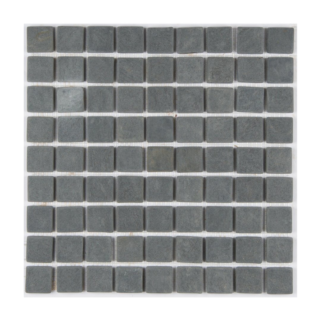 Quartzite-Slate-Mosaic-BLACK Quartzite-Slate Squares 1x1 Mosaic- Stone Supplier - Rocks in Stock