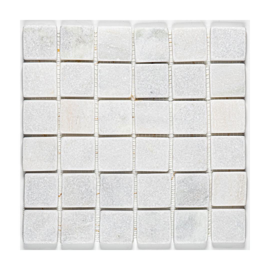 Marble-Mosaic-GLACIER WHITE Marble Moisac Squares 2x2- Stone Supplier - Rocks in Stock