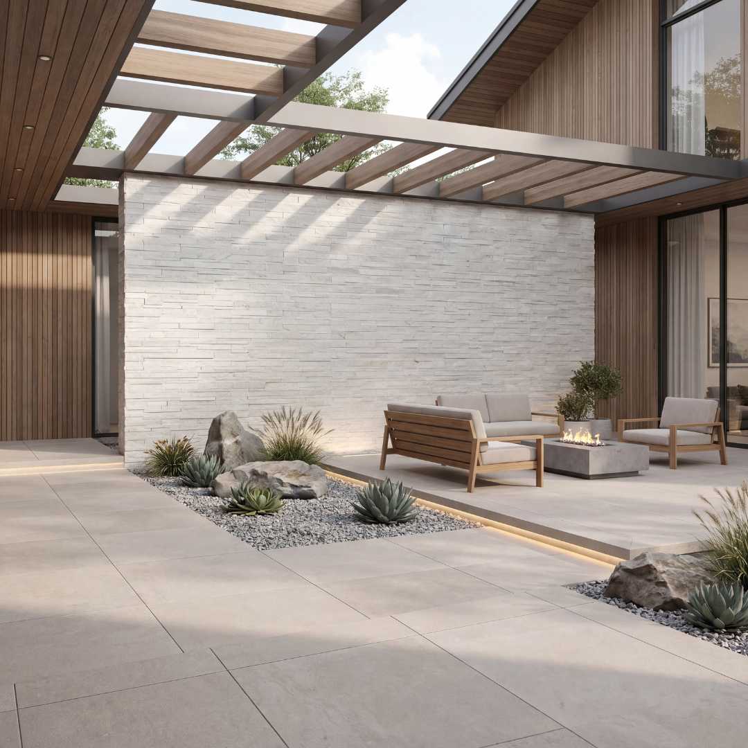 GREY QUARTZ, STACKED LINEAR 3D, Cladding - Havai'iano