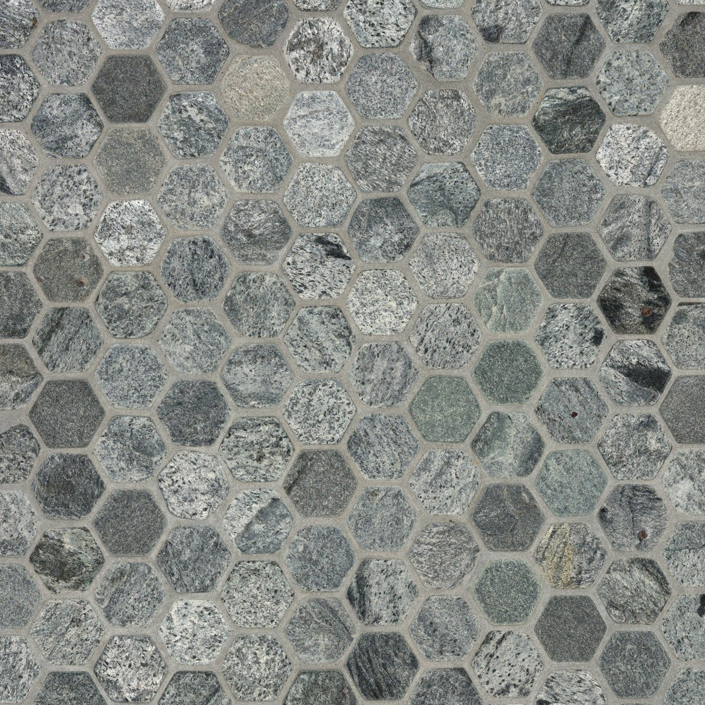 Quartzite-Mosaic-SILVER Quartzite Mosaic Hexagon 2"- Stone Supplier - Rocks in Stock