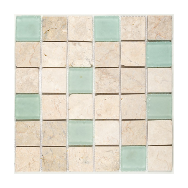Marble/Glass-Mosaic-TIDE POOL MIX Marble/Glass Mosaic Squares 2x2- Stone Supplier - Rocks in Stock
