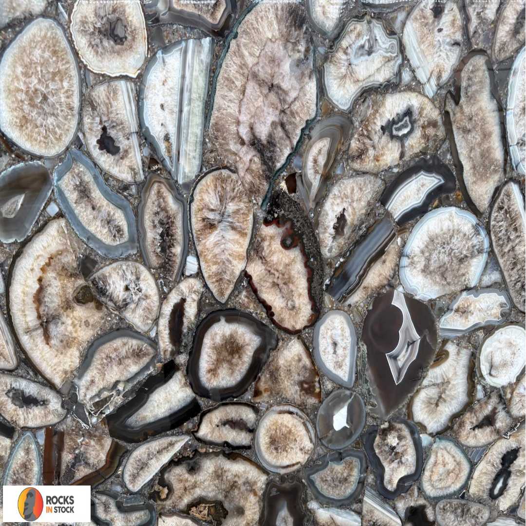 AGATE BLACK Semi precious polished 2cm thick - Slab