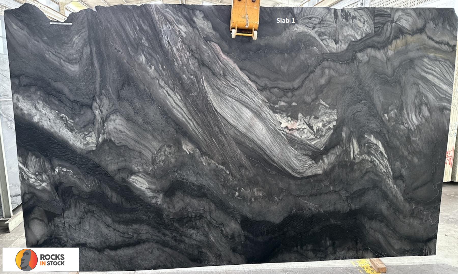 BLACK RAJ Quartzite leather 2cm thick - Slab