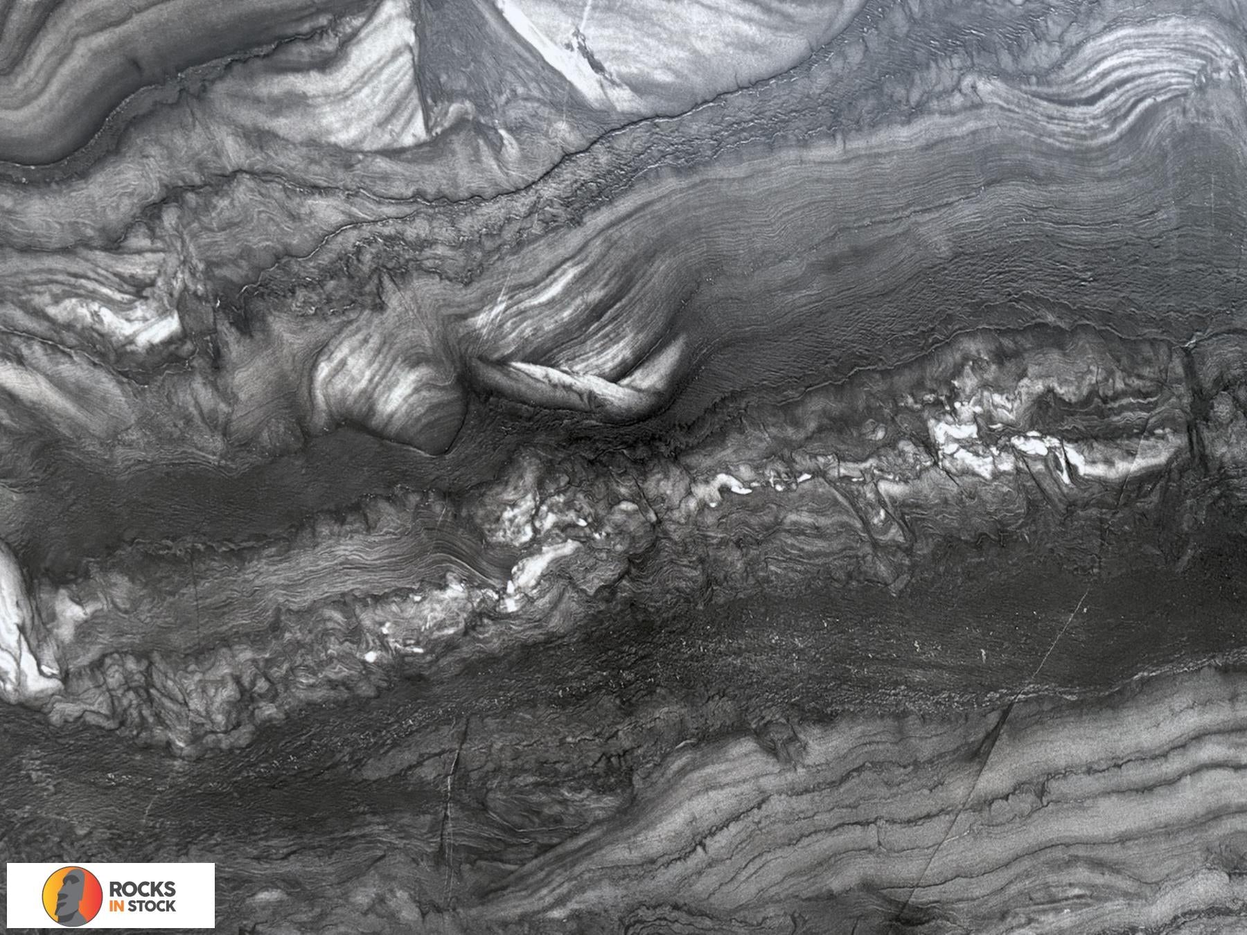 BLACK RAJ Quartzite leather 3cm thick - Slab