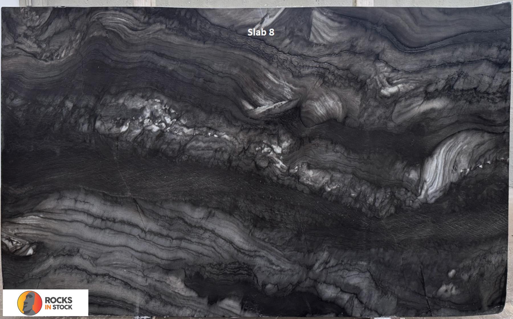 BLACK RAJ Quartzite leather 3cm thick - Slab