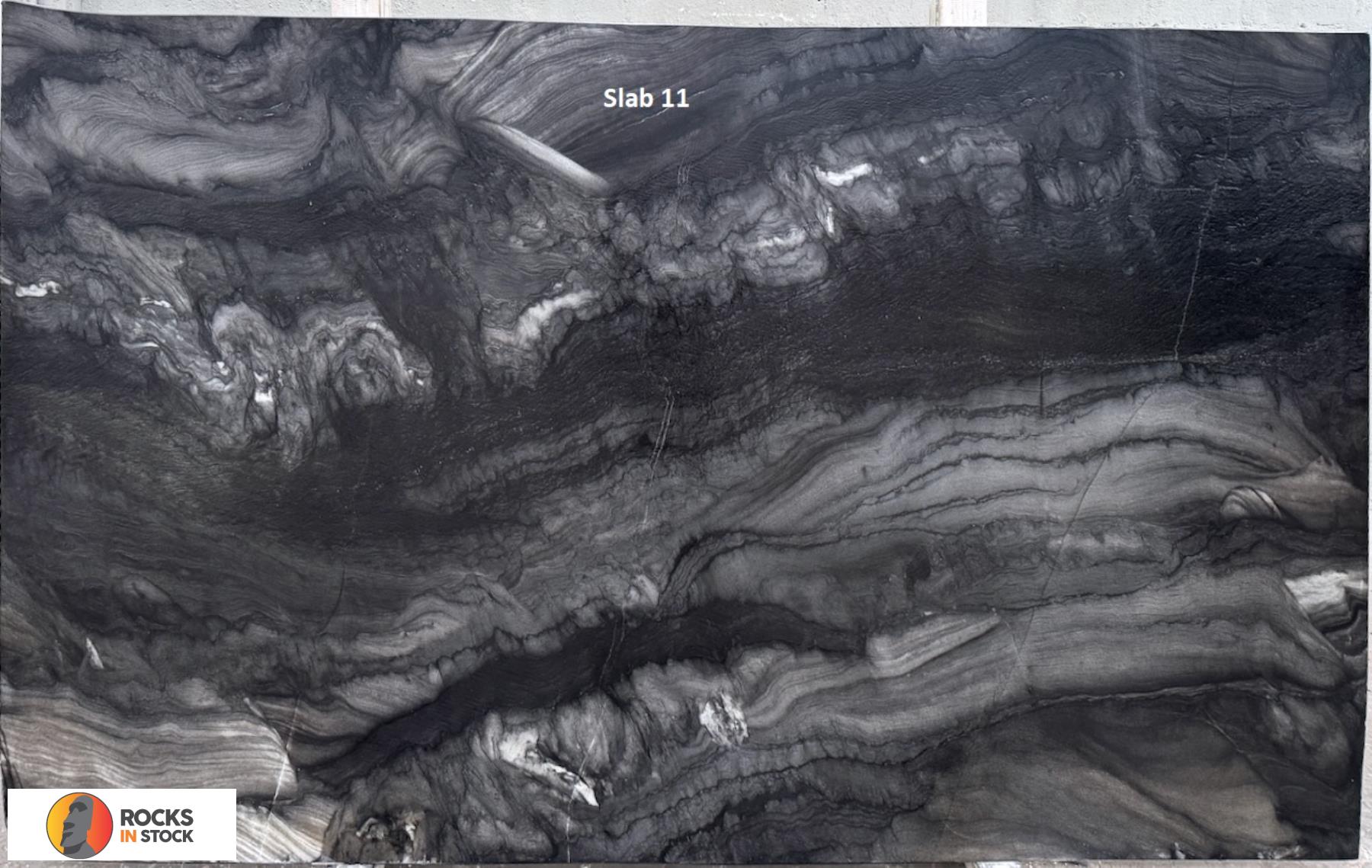 BLACK RAJ Quartzite leather 3cm thick - Slab