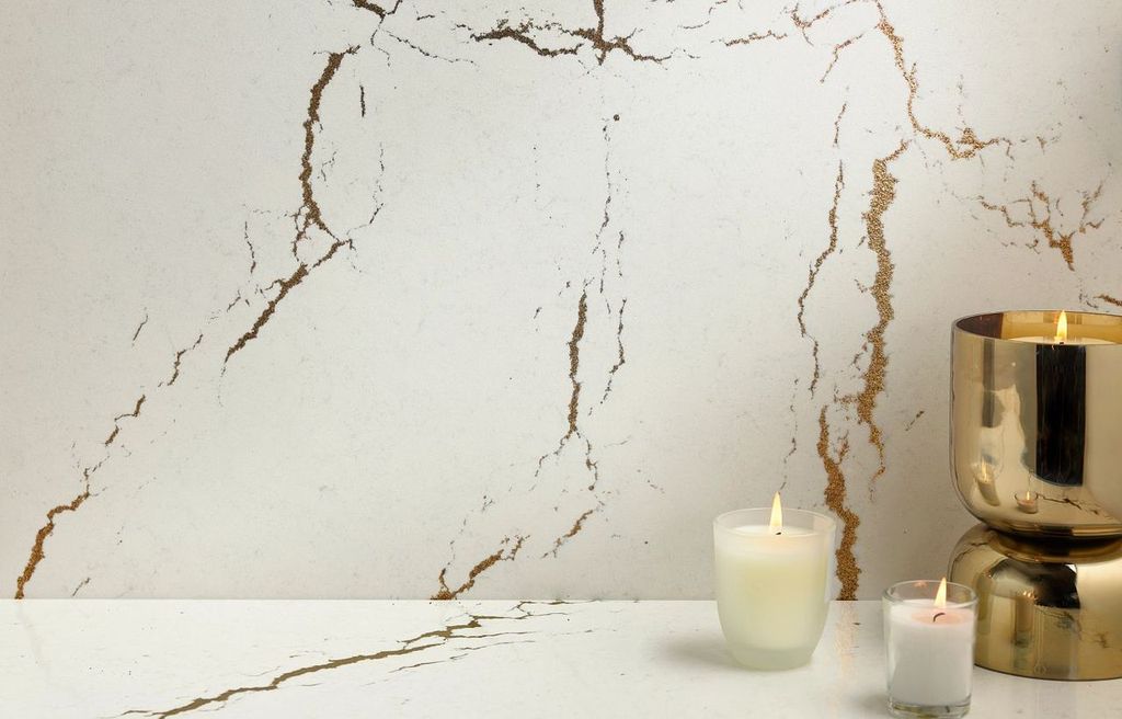 Berkshire Brass Satin Ridge Cambria Quartz Slab - Rocks in Stock