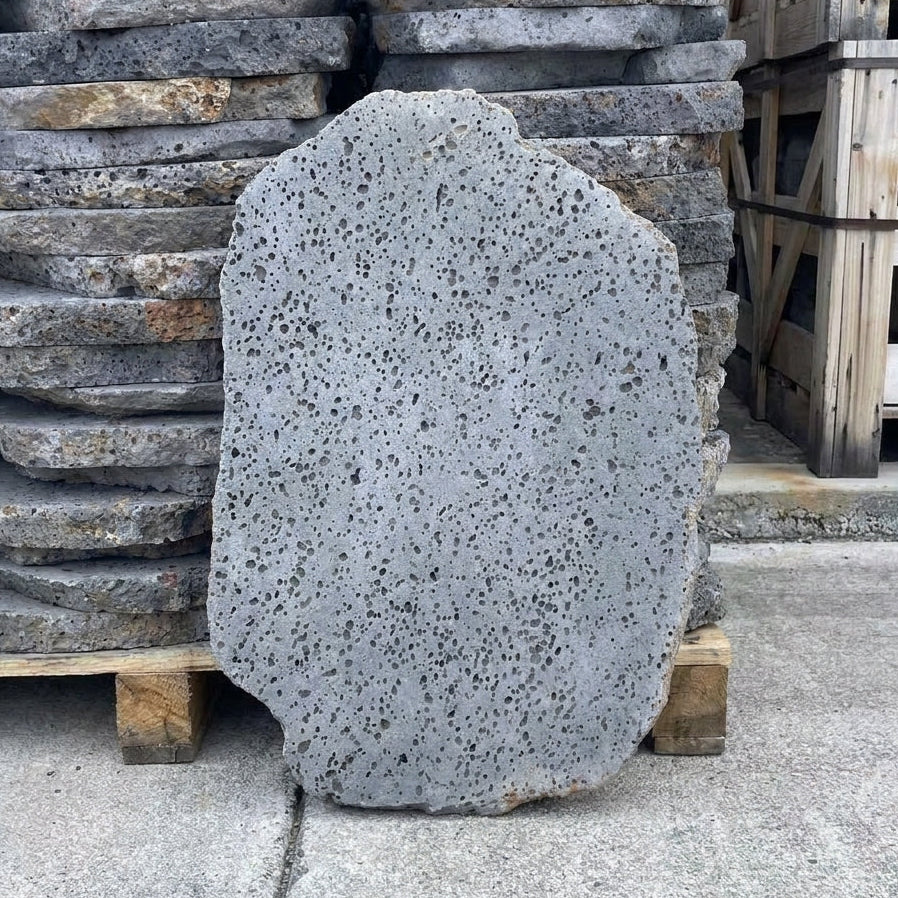 PUKA LAVA GREY - NATURAL OVAL RANDOM EDGE, Basalt BRUSHED - 24" x 16" x 1 1/2" Paver (2.67 SF/PC)