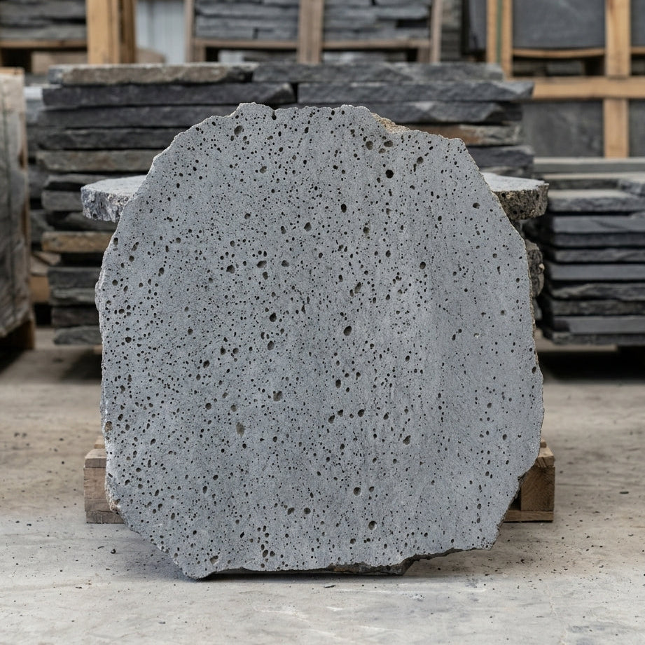 PUKA LAVA GREY - NATURAL ROUND RANDOM EDGE, Basalt BRUSHED - 12" diameter & up x 1 1/2" Paver (1 SF/PC)