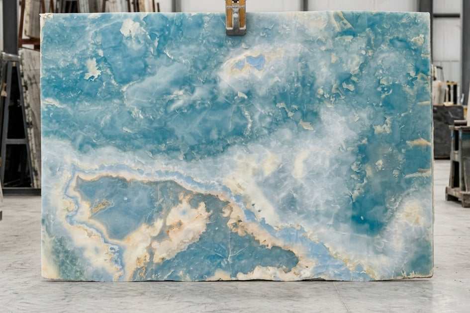 ONICE BLUE JADE Onyx polished 1.5cm thick - Slab