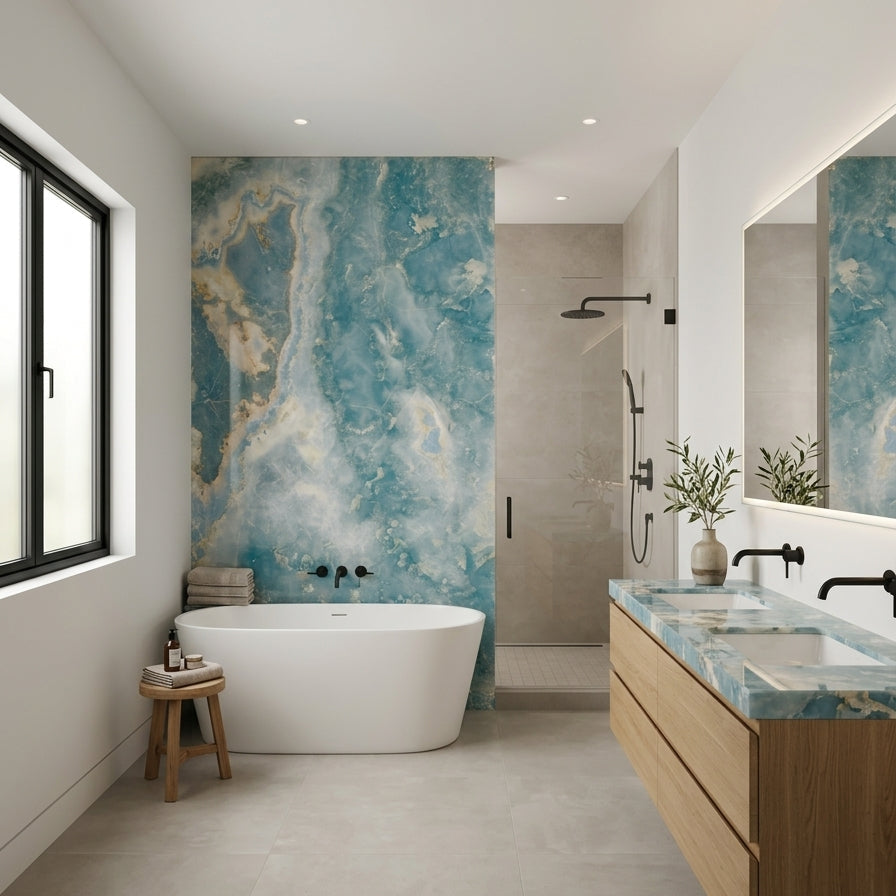ONICE BLUE JADE Onyx polished 1.5cm thick - Slab