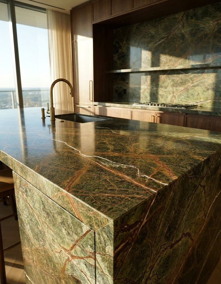 RAIN FOREST GREEN Marble polished 2cm thick - Slab