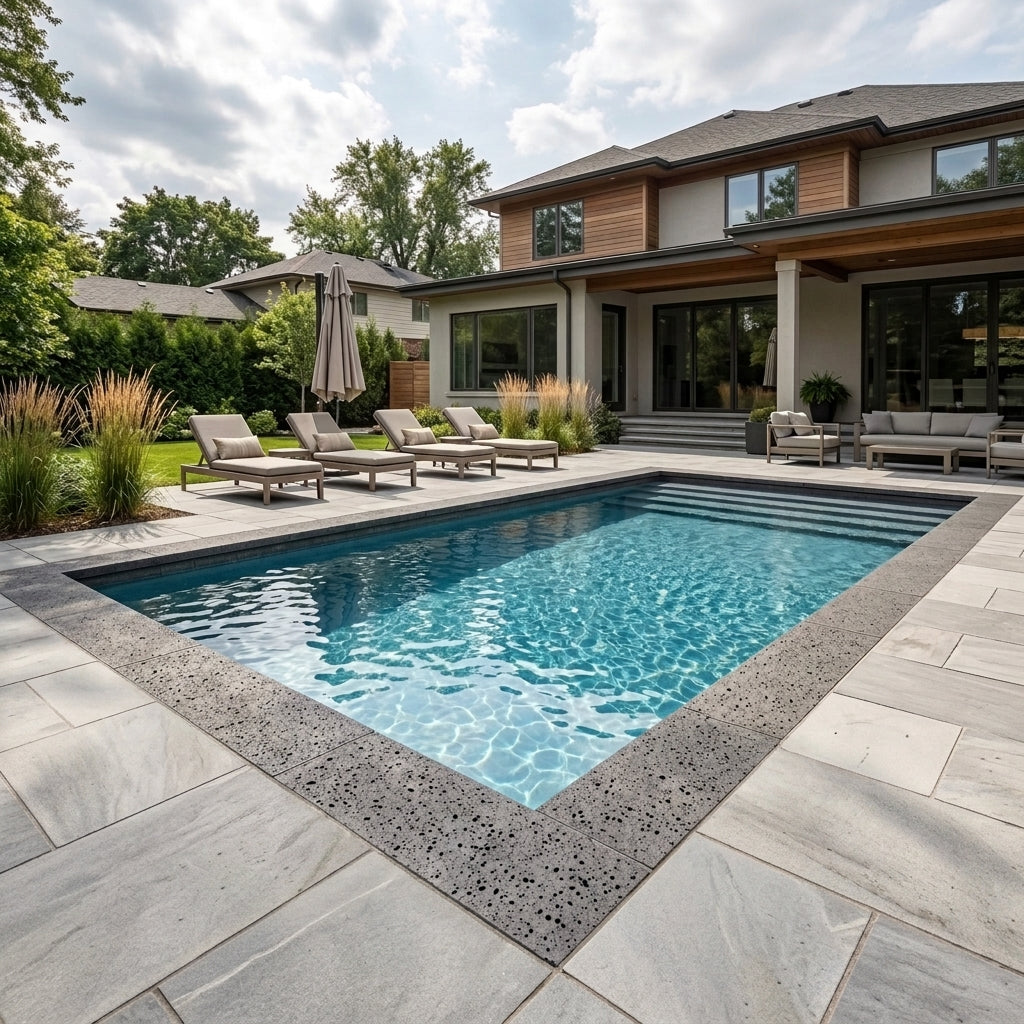 PUKA LAVA GREY Basalt brushed, 32" x 16" x 1 1/2" (3.56 SF/PC) Pool Coping - Vulcano