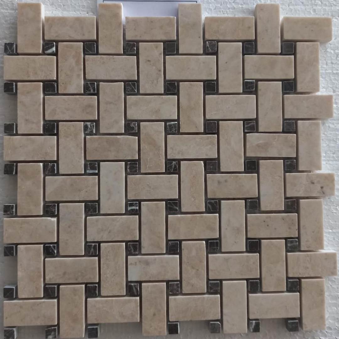 BEIGE & EMPRADOR, BASKET WEAVE 12" x 12" (1 SF/PC )- Havai'iano