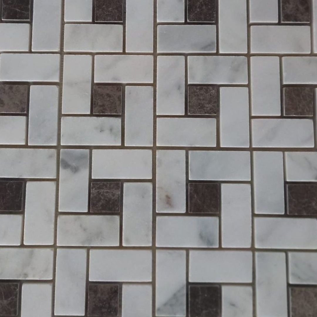 BIANCO WHITE & EMPRADOR, BASKET WEAVE 12" x 12" - (1 SF/PC) - Havai'iano
