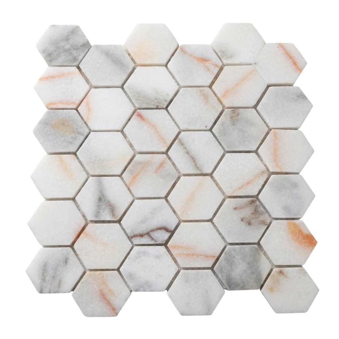 BIANCO VENUS, HEXAGON 3x3, Mosaic - Mediterranean